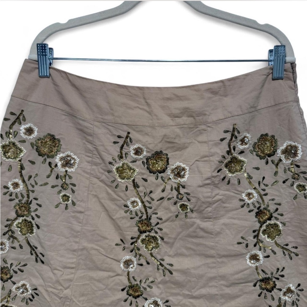 Talbots Floral Embroidered Sequin Skirt Tulle Ruffle Boho Cottagecore Fairy - Picture 2 of 10